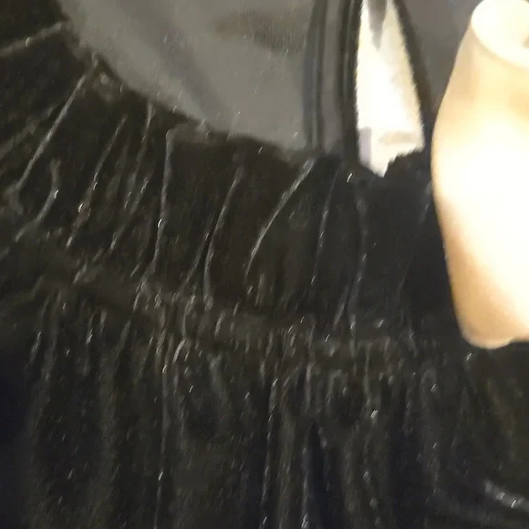 J. Crew Black Ruffle Mock Neck Velvety Tank Blouse With Accent Bow - Picture 6 of 9